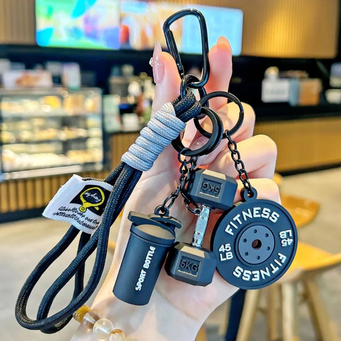 Barbell Charm Gym Keychain