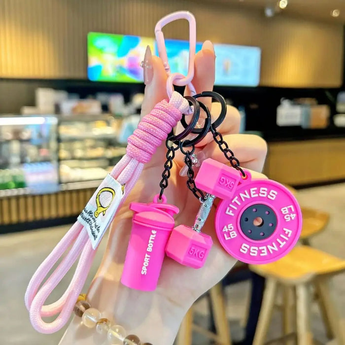 Barbell Charm Gym Keychain